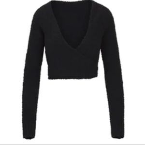 SKIMS Cozy Knit Wrap Sweater Top black. worn 1x